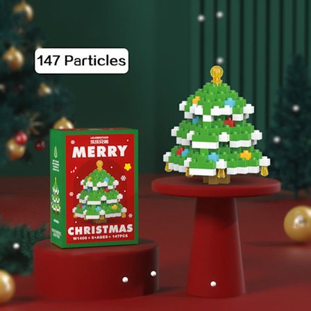 Santa Design Byggeklosser Sett - Julete Mini-klosser med Figurer, DIY Julepynt & Strømpefyll