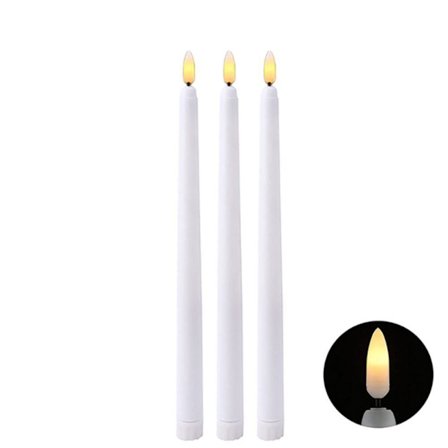 6 stk. Lange LED-lys Flammeløse stearinlys HVID_ma