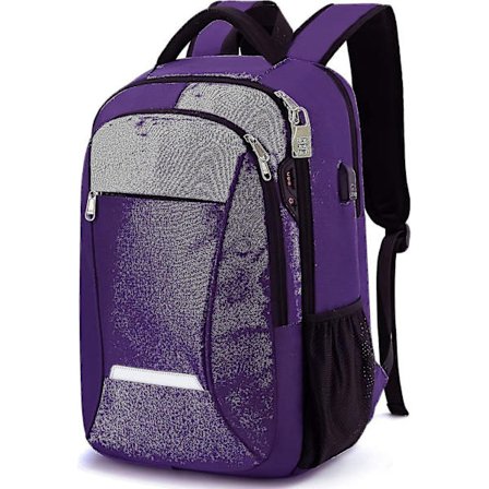 Rygsæk til kvinder - Holdbar, letvægts tyverisikret bærbar computer rygsæk 15,6 tommer med USB-port/hovedtelefonstik - Skolerygsæk med stor kapacitet 