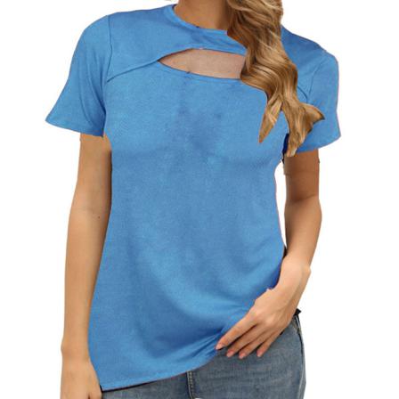 Kortärmad T-shirt För Kvinnor I Enfärgade Toppar