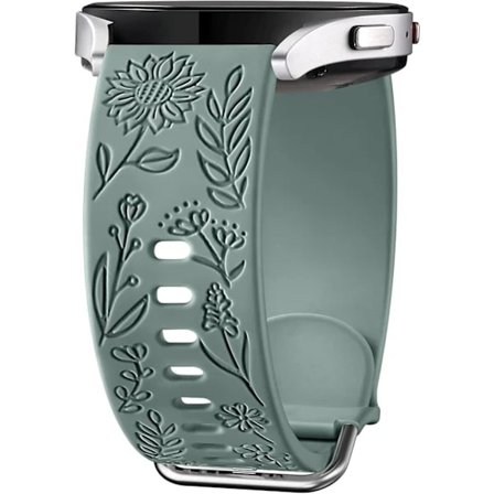 Solsikkegraveret armbånd kompatibelt med Samsung Galaxy Watch 7 6 5 4 40mm 44mm Kvinder, 20mm Blødt Silikonearmbånd til Galaxy Watch Pine Pine