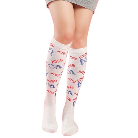 Dame Piger Valentinsdag Silkeagtige Lårhøje Strømper Sødt Kærlighedshjerte Læber Printet Sløjfe Over Knæ Lange Sokker Festkostume Tilbehør