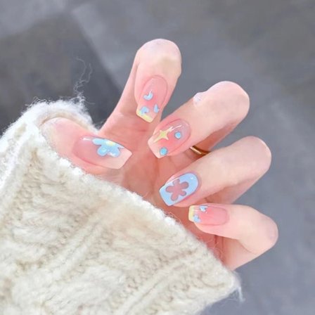 Fake Nails Medellångt fyrkantigt huvud