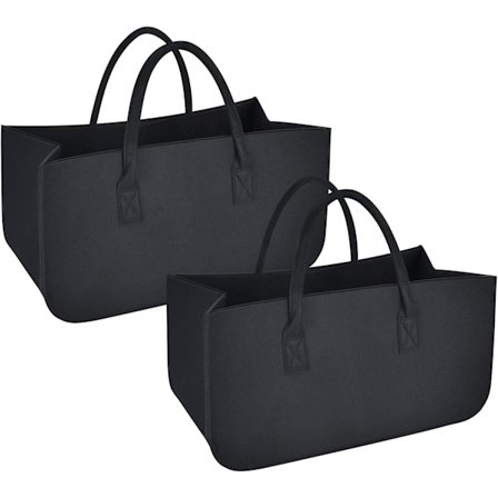 Vedhållare, 2-pack för öppen spis, rymmer 30L, Svart[YJD]