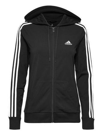 Essentials Single Jersey 3-Stripes Full-Zip Hoodie W Black Adidas Performance