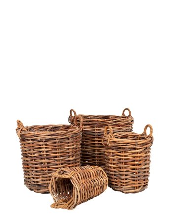 House Nordic Sanna - Baskets, Kubu Rattan, Natural Set Of 4 - Brown - 71X72X72CM