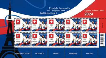 Schweiz - Olympiske Lege i Paris 2024 - Postfrisk miniark