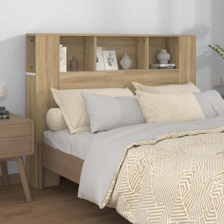 Vidaxl Huvudgavel Med Förvaring Vit Och Sonoma-ek 140x18,5x104,5 Beige