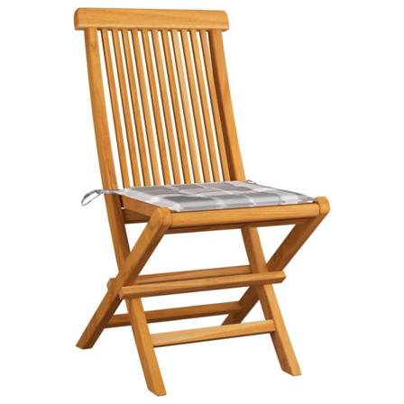Vidaxl Trädgårdsstolar Med Grårutiga Dynor 8 St Massiv Teak Brun