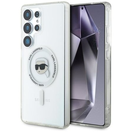 Fodral Karl Lagerfeld Knapp Karl Huvud Tryckt Logo MagSafe Samsung Galaxy S25 Ultra vit
