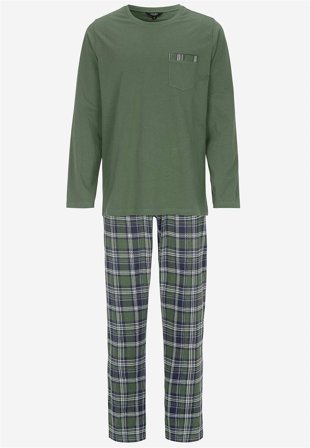 Cellbes of Sweden - To-delt pyjamas i mørkegrøn/ternet til herrer i størrelse XL
