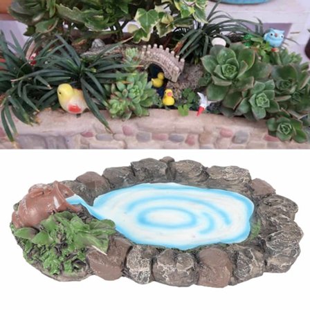 Fe-Have Rock Pond til Fehave 16,5 cm Lang Håndmalet Livagtig Holdbar Harpiks Miniature Dam til Hus Udendørs Dekoration