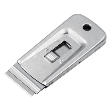 Rustfri stålskraber med udskifteligt blad, 1,5 tommer barberblad til vinduesfilm, lim- og snavsrensning, let og praktisk - 105 mm x 48 mm