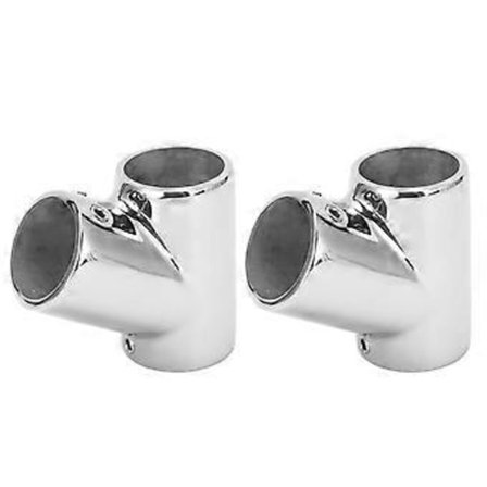 2 stk. 25 mm/1 tomme Rekkverks T-stykke 60° Polert Rustfritt 316 Rustfritt Stål Maritimt Tilbehør