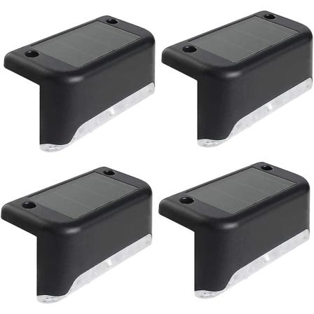 8 stk. solcelledekkslys, solcelletrinnlys, vanntette LED-solcellelys for utendørs trapper, trinn, gjerde, hage, uteplass, sti (svart)