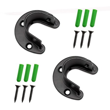 2 kpl ruostumattomasta teräksestä valmistettuja vaatekaapin tankopistorasioita, U-muotoinen laippakiinnike, kiskotangon päätykannattimen tuki, 