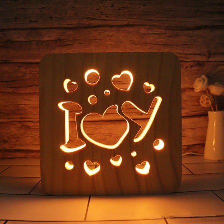 I Love You Led Night Light Solid Wood Low Energy Key Switch Soft Warm Light Creative Gift Valentine's Day Gift Bedroom Home Decoration
