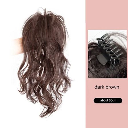 Halv Paryk Fransk Krøllet Hår MØRKEBRUN