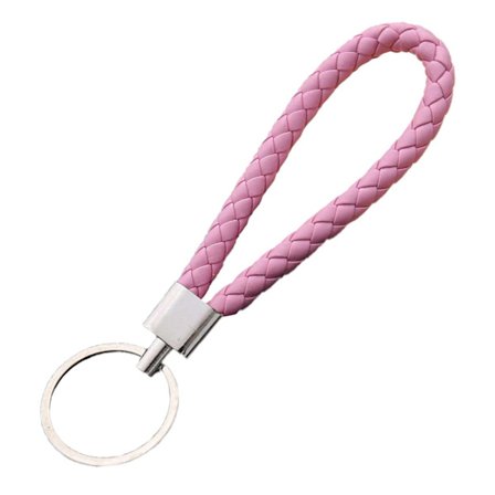 Håndlaget nøkkelring flettet Eco-skinn PU skinnskinn rosa