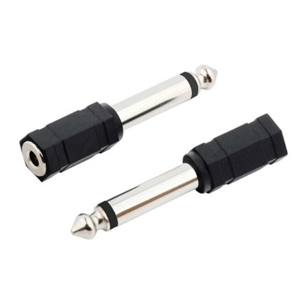 2-pack lydadapter 3,5 mm aux til 6,3 mm stereoadapter teleplug