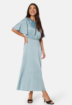 Bubbleroom Occasion Butterfly Sleeve Satin Midi Dress Klær