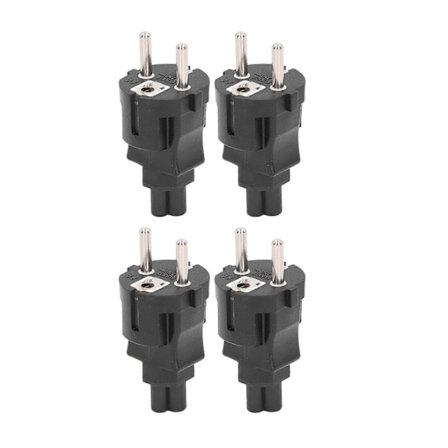 4 stk. EU 2-pins plugg til IEC320 C5 strømadapter, profesjonell EU 2-pins plugg 4,8 mm til C5 strømpluggadapter for bærbar PC, EU-plugg 100–250 V