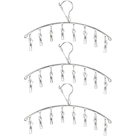 3-pak strømpetørrer tørrestativ indendørs udendørs drypbøjle med 10 klemmer til tørring af håndklæder, bleer