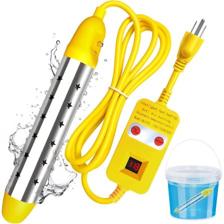 Vattenvärmare 1500W, portabel nedsänkbar vattenvärmare med termostat kompatibel med hink badkar badtunna, temperatur i realtid