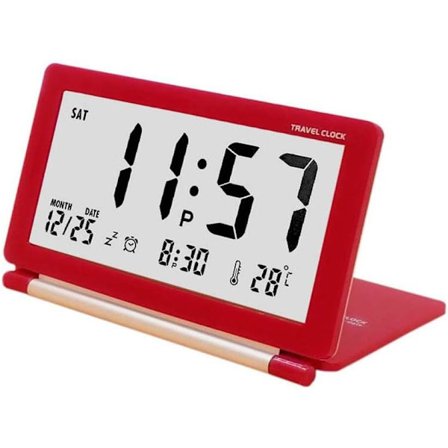 Searching Roads Digitalt rejsevækkeur, foldbart kalendertemperat