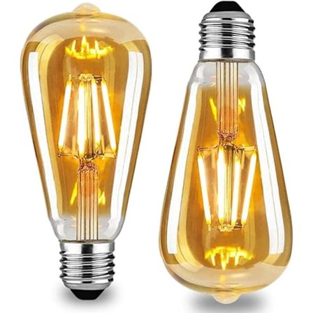 Vintage Edison LED-pære, E27 Edison-skruepære 4W 2200K Retro antikk stil LED-pærer, Amber Glass Edison-skruelampe, Øyebeskyttelse, 2stk KLB