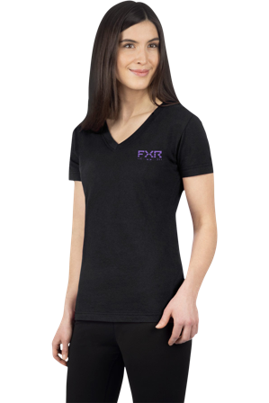 T-Shirt FXR Helium Premium V-Neck Damen Schwarz/Amethyst L