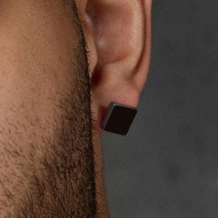 Stud náušnice Black Square 10 mm pro muže - Pecky a kroužky