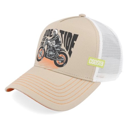 Coastal - Beige Trucker Cap - Ride Tide Ii Khaki/White A-Frame Trucker @ Hatstore