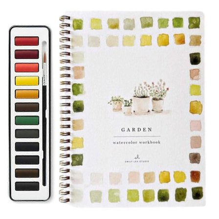 Akvarellarbeidsbok 12 Farger Fugler Blomster Dyr Barn Akvarell Malebok Kunst Håndverk Maling G 2 stk, A