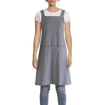 Bomullslinneförkläde med ficka, kockförkläde i japansk stil