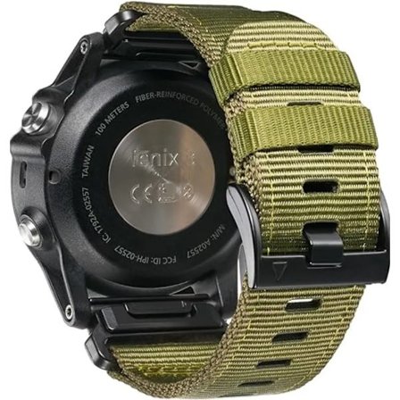 26mm Nylon Militærreim For GARMIN Fenix 7X Pro / 6X Myk Slitesterk Erstatningsreim Militærgrønn