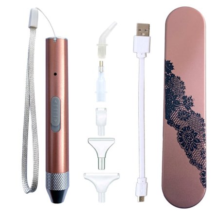 Gull diamantmaleri pennspiss borepenn med lys 5D DIY Diamon