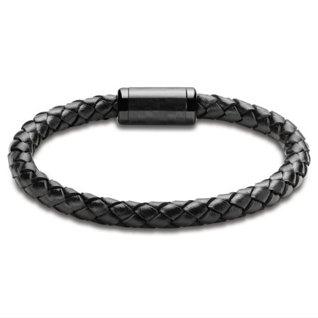 Panther | Pulsera de cuero y fibra de carbono negra para hombres - Pulseras de cuero