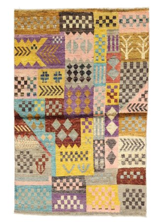 Berber Colourful Teppe Håndknyttet 98X146 Brun/Oransje Afghanistan