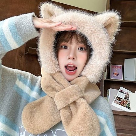 Talvihattu Fox Ears Hat KHAKI LYHYT LYHYT