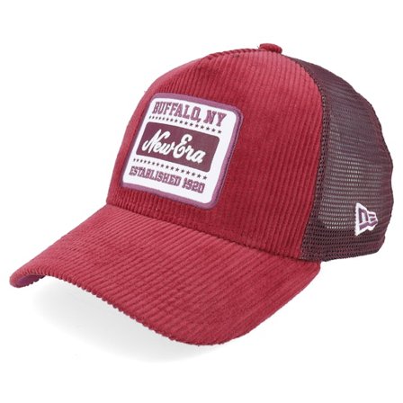 New Era - Punainen trucker Lippis - Patch Buffalo NY Cord Dark Red A-Frame Trucker @ Hatstore