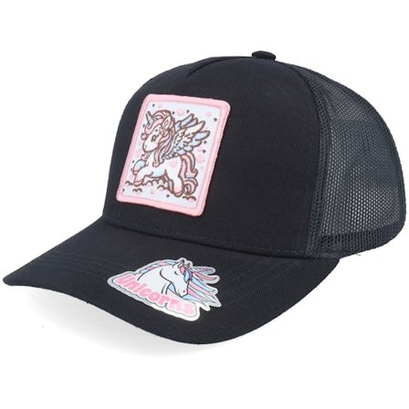 Kinder Unicorns - Schwarz trucker Cap - Kinder Flying Unicorn Patch Black Trucker @ Hatstore