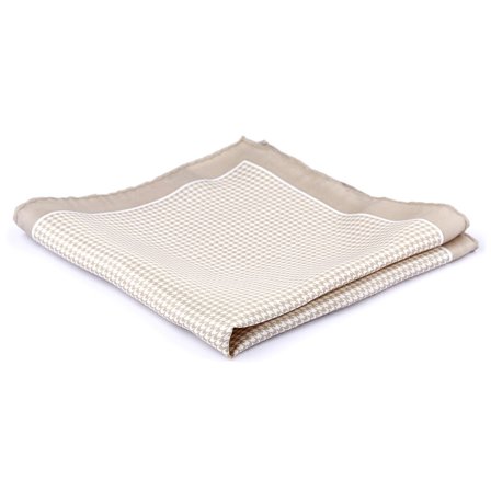 Gyllent Beige Silkelommetørkle for menn - Mønstrede Lommetørklær