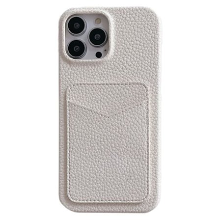 iPhone 15 Litchi Texture skal - Vit