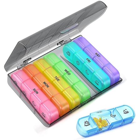 Pilleæske 7 Dage 3 Rum Morgen Eftermiddag Aften Nat Månedlig Pilleæske med 21 Rum Tabletæske Portabilitet til Vitaminer Fiskeolie