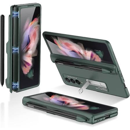 Hölsterfodral med gångjärnsskydd, kompatibelt med Samsung Galaxy Z Fold 4, med S Pen-fack och inbyggt skärmskydd Green