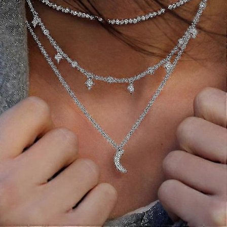 Kristallhalsband med flera element, Hängsmycken med flera lager (NE-0002-20)