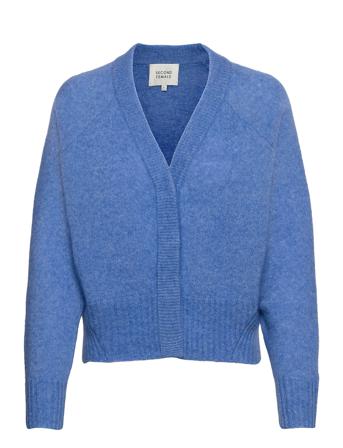 Brook Knit Boxy Cardigan Strikkegenser Cardigan Blå Second Female