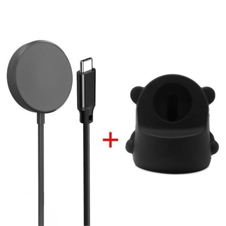 Ladeplate med stativ for Samsung Galaxy Watch 8 / Ultra 2025 / 7 / 6 / 5 - Svart