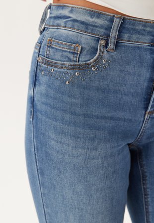 ONLY Onlwauw Mw Ank Sparkle Sk Dnm Medium Blue Denim Tøj